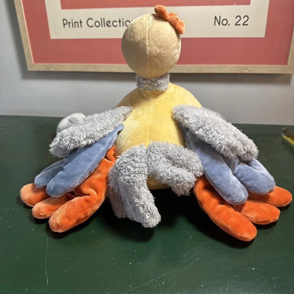 Noukies Noukie's Stuffed Plush Peacock Bird Turkey Gray Orange Yellow